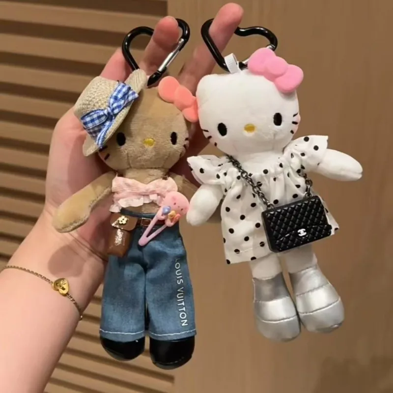 Sanrio perna longa menina estilo antigo médio chaveiro de pelúcia pingente mochila diária acessórios de moda personalizados