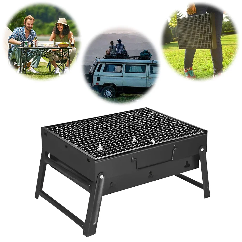 

Stainless Steel Folding BBQ Charcoal Grill Lightweight Mini BBQ Tool Grill Multifunction for Outdoor Cooking Camping Picnics