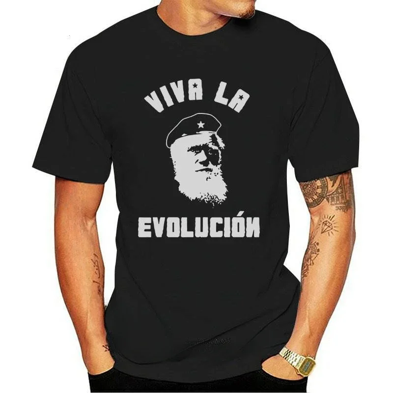 Charles-Darwin Evolution Funny Parody Vintage Biologist Geek Digital Print T Man Clothing Viva-La Evolucion T- men clothing