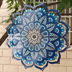 Whirligig Kinetic Wind Spinner Hanging 3D Hummingbird Mandala Meditation Wind Sculptures Sun Catcher Windmill Garden Yard Decor