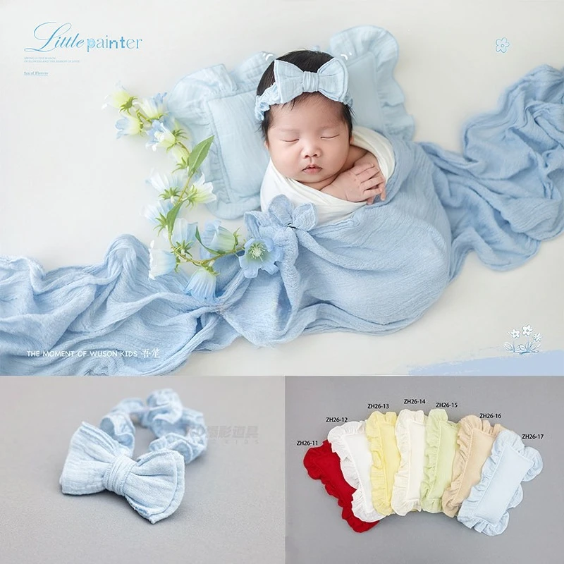 Newborn Photography Props Baby Photoshoot Bow-Knot Headband with Posing Pillow for Studio Photo Shooting Decor Accessories