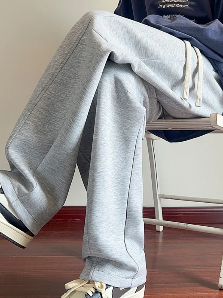 

Мужские весенне-осенние брюки в американском уличном стиле, плотные, повседневные, свободного прямого кроя, струящиеся, с широкими штанинами