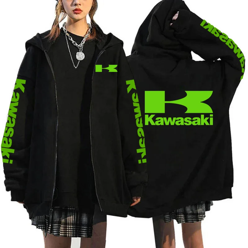 Kawasaki motorcycle Logo Men Zipper Hoodie Spring Autumn Y2K Fashion Male Sweatshirt 2024 New Sport Women Jacket Coats