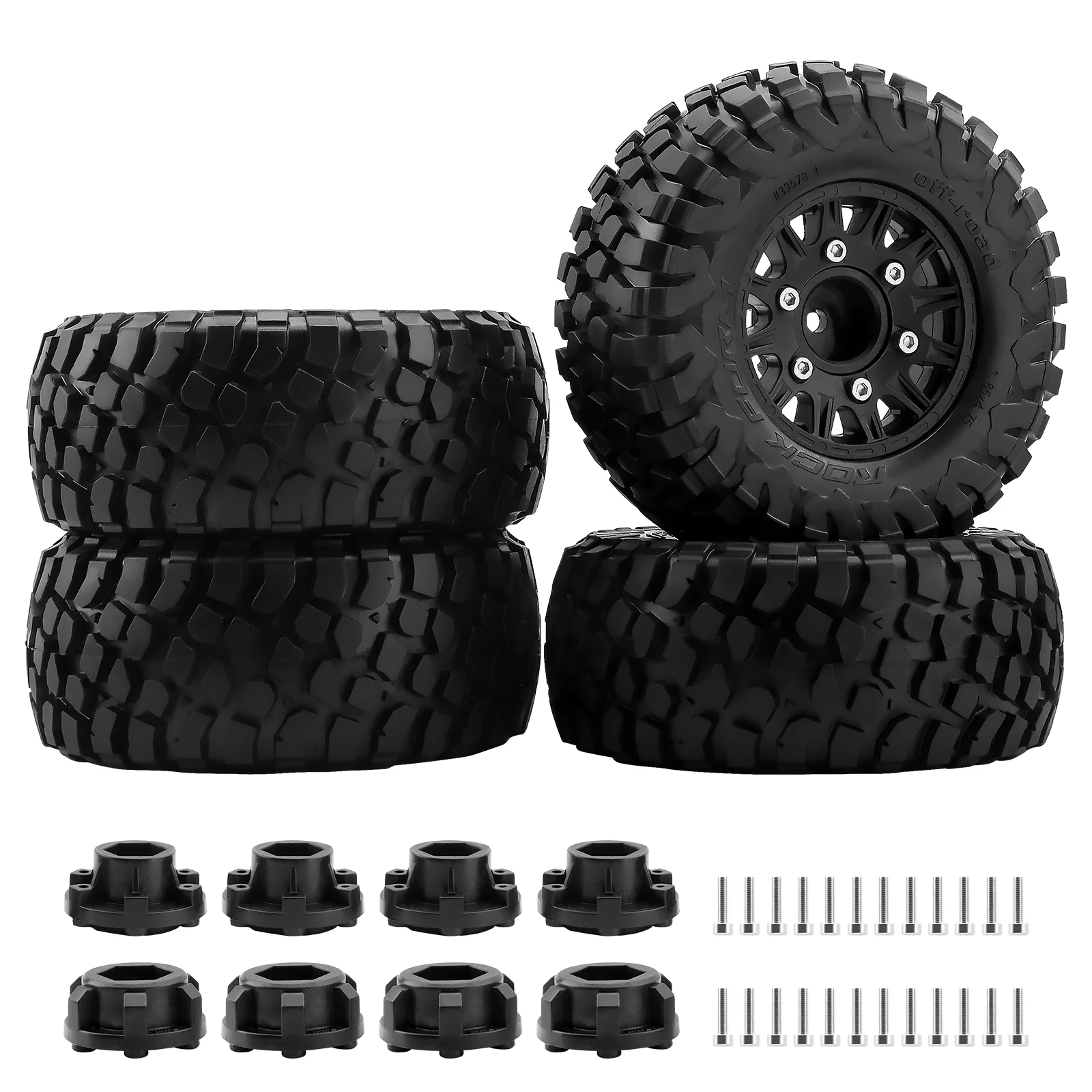 DashRC Truck Wheels Tires Set, 12mm 14mm 17mm Hex Replaceable Tires for 1/10 RC Truck Slash 2WD 4x4 Arrma Senton Losi Upgrades