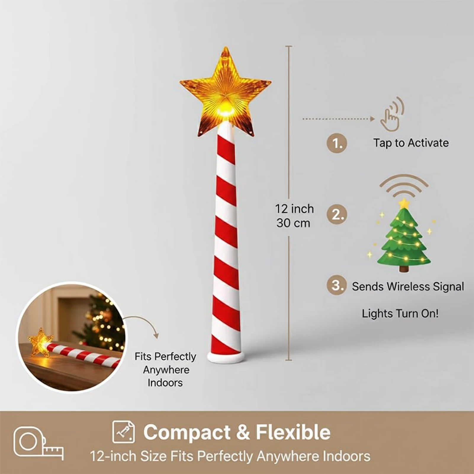 وحدة تحكم بإضاءة عيد الميلاد السحرية مع أوضاع نجمة LED للموسيقى وجهاز تحكم عن بعد لاسلكي لزينة العطلات وأضواء الحفلات #3