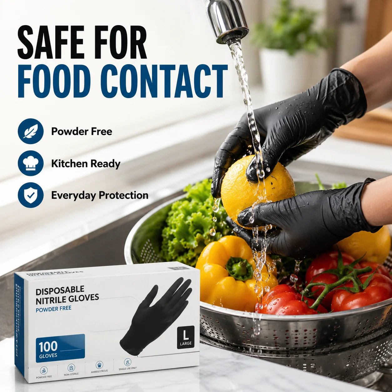 Commercial Kitchen Gloves - 두꺼운 고무 일회용 니트릴 라텍스 PVC