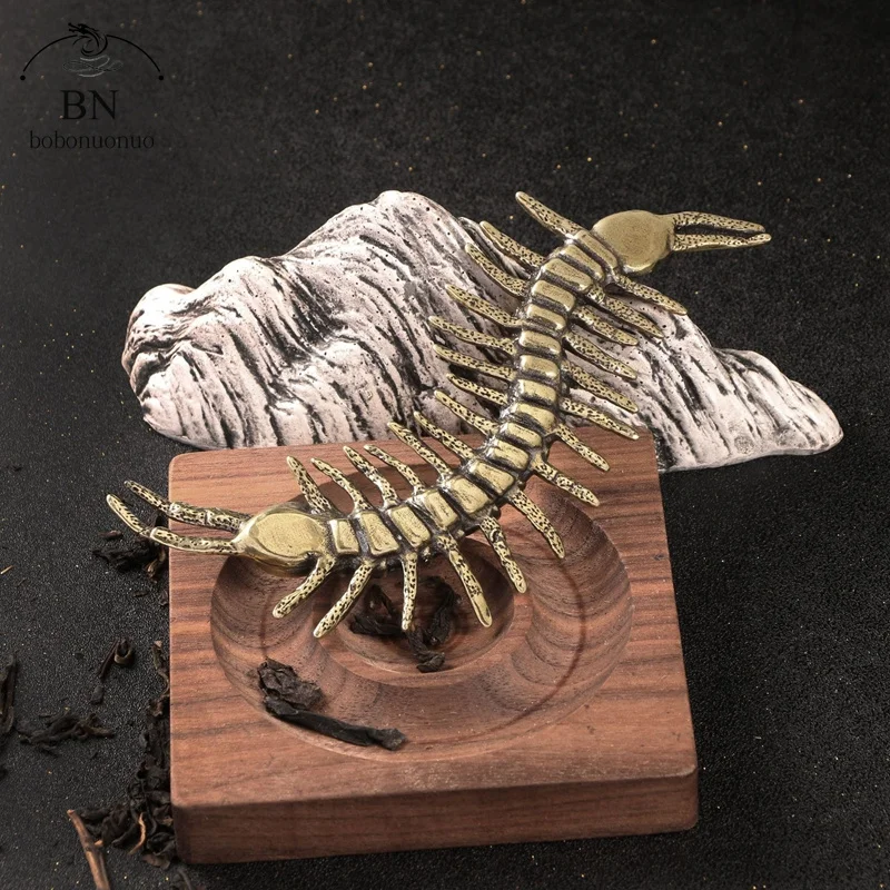 Antique Bronze Centipede Figurines Ornaments Pure Copper Moveable Simulation Animal Statue Crafts Home Feng Shui Desktop Decors