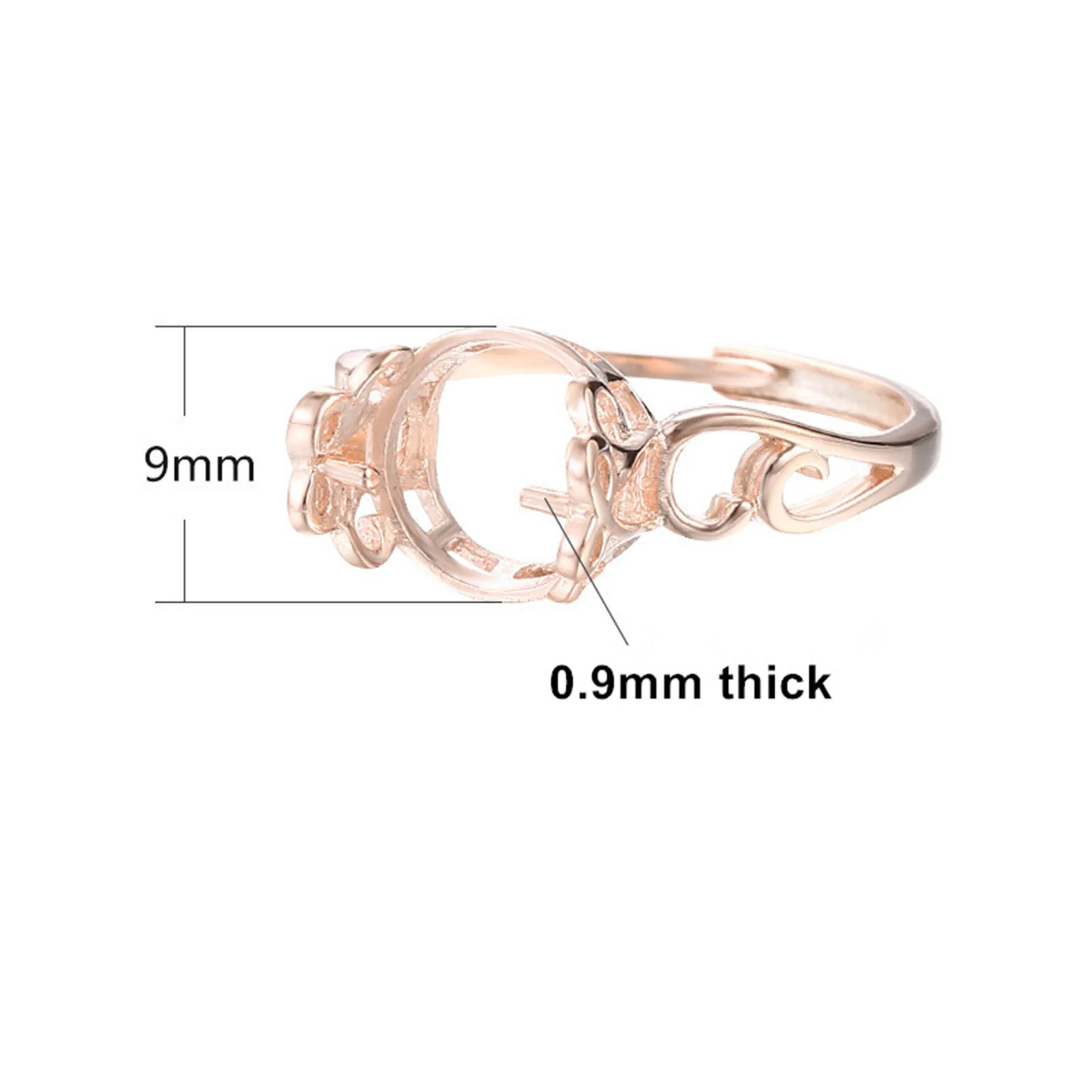 Cincin kosong untuk 7 mm-10 mm manik bor bulat atau mutiara 925 pengaturan cincin perak basis cincin dapat disesuaikan SR0328