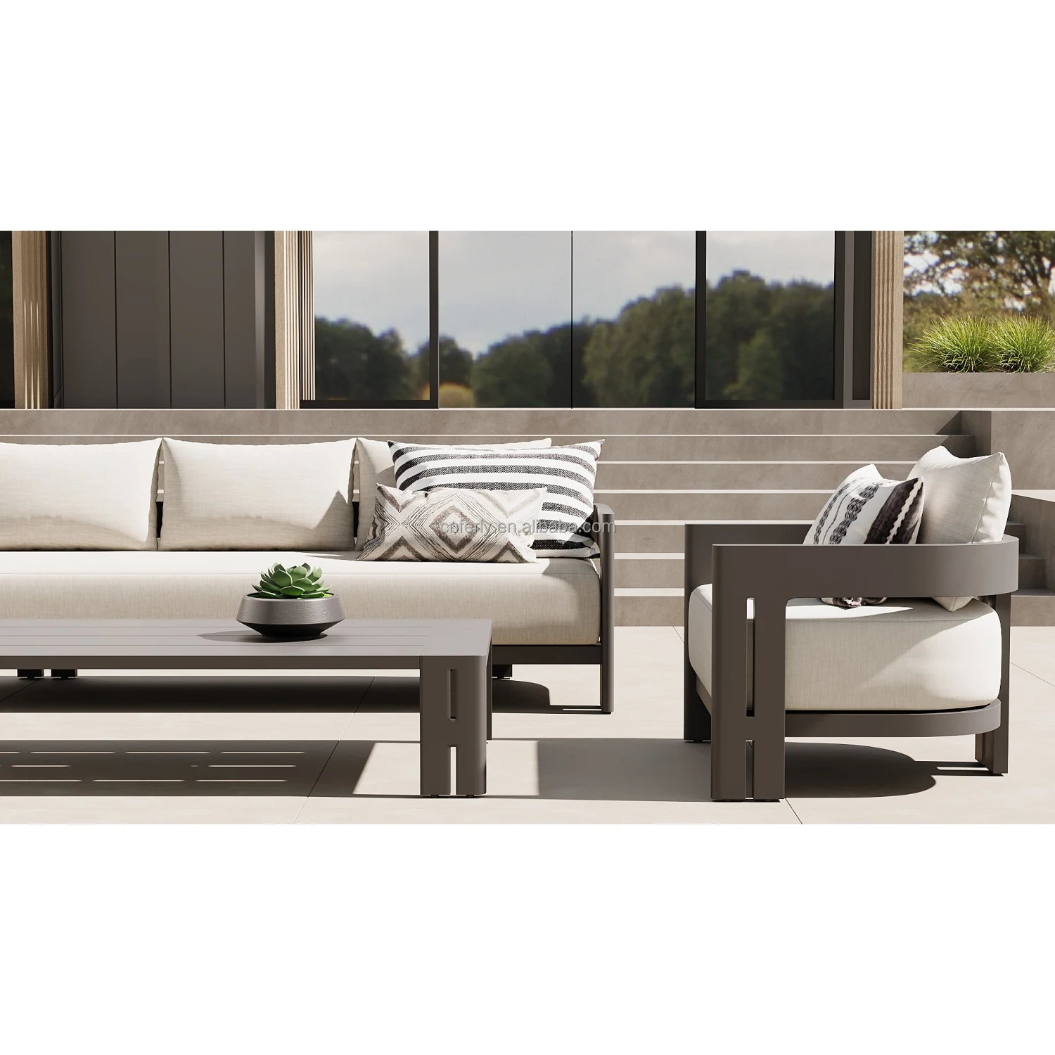 New Arrival Metal Outdoor Sofa Furniture Patio Garden Sofa Set Aluminum Sofa Set