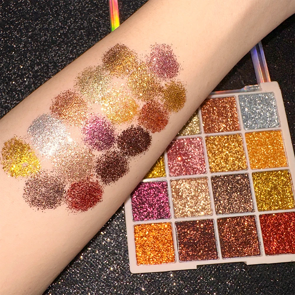 16 Color Glitter Sequin eyeshadow Palette Diamond Shimmer Body Face Art Makeup Waterproof Skin Sequins Gloss Eyeshadow Palette