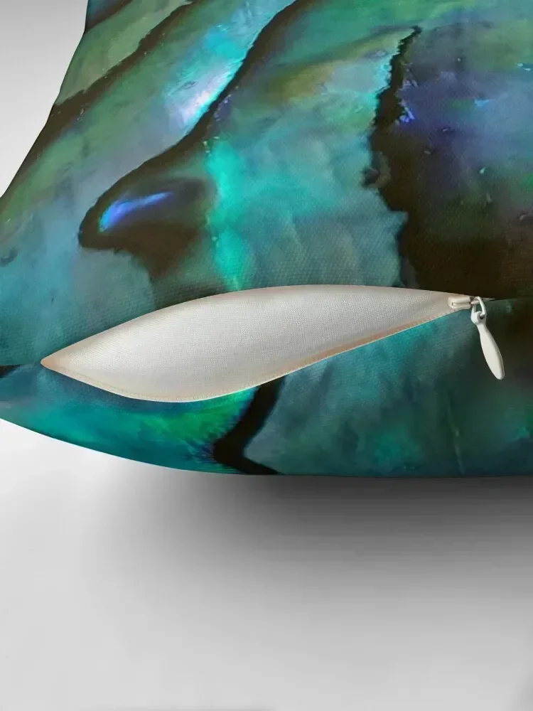 Iridescent Teal abalone shell. Flashy Teal close up photography Throw Pillow autumn decoration covers for pillows pillow