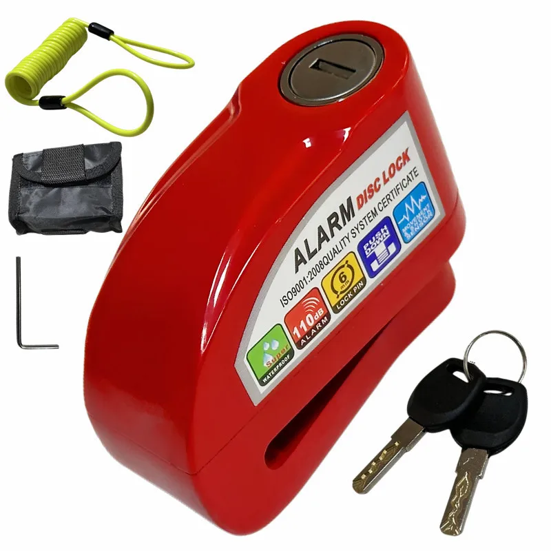 Motorcycle Alarm Lock Safety Anti-Theft Disc Brake Alarm Aluminum Alloy Safety Anti-Theft Motorbike Bicycle Accessories 6 Color