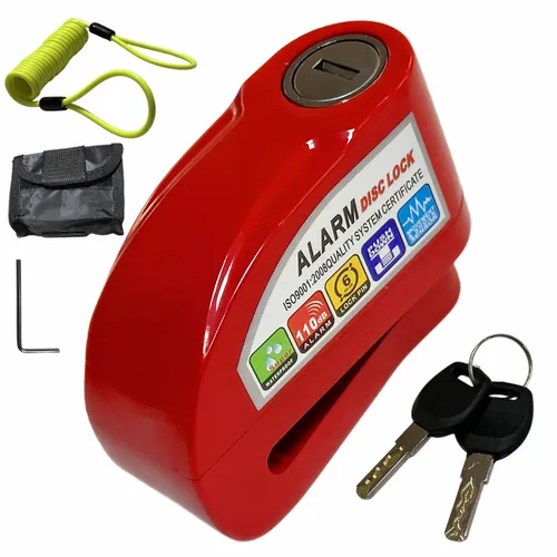 Imagen 2 del producto Cerradura de alarma para motocicleta, alarma de freno de disco antirrobo de seguridad, aleación de aluminio, accesorios antirrobo para motocicleta y bicicleta, 6 colores