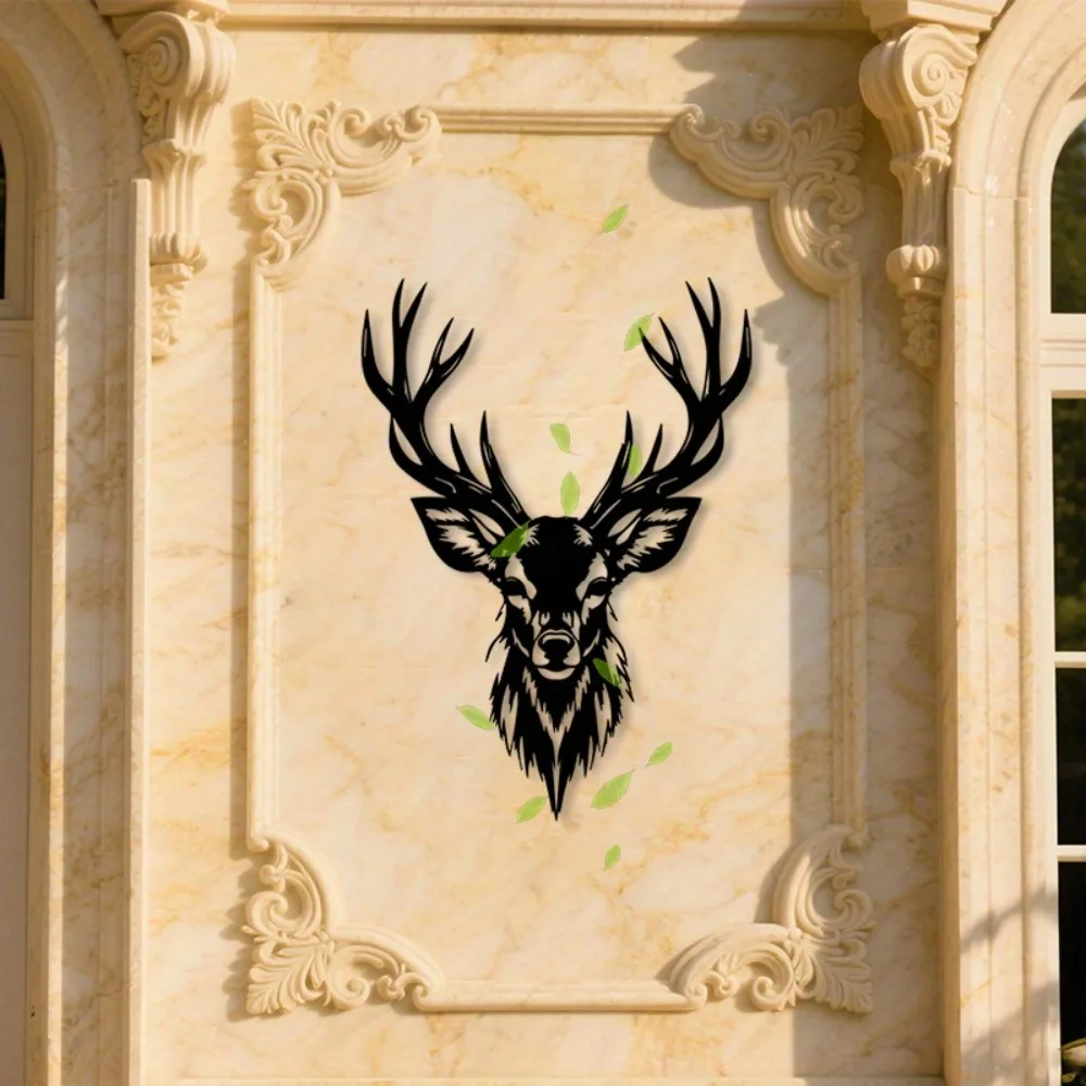 CIFBUY Metal Deer Head Wall Art Rustic Iron Hunting Trophy Sculpture Lodge Cabin Decor Rustic Home Accent Plaque