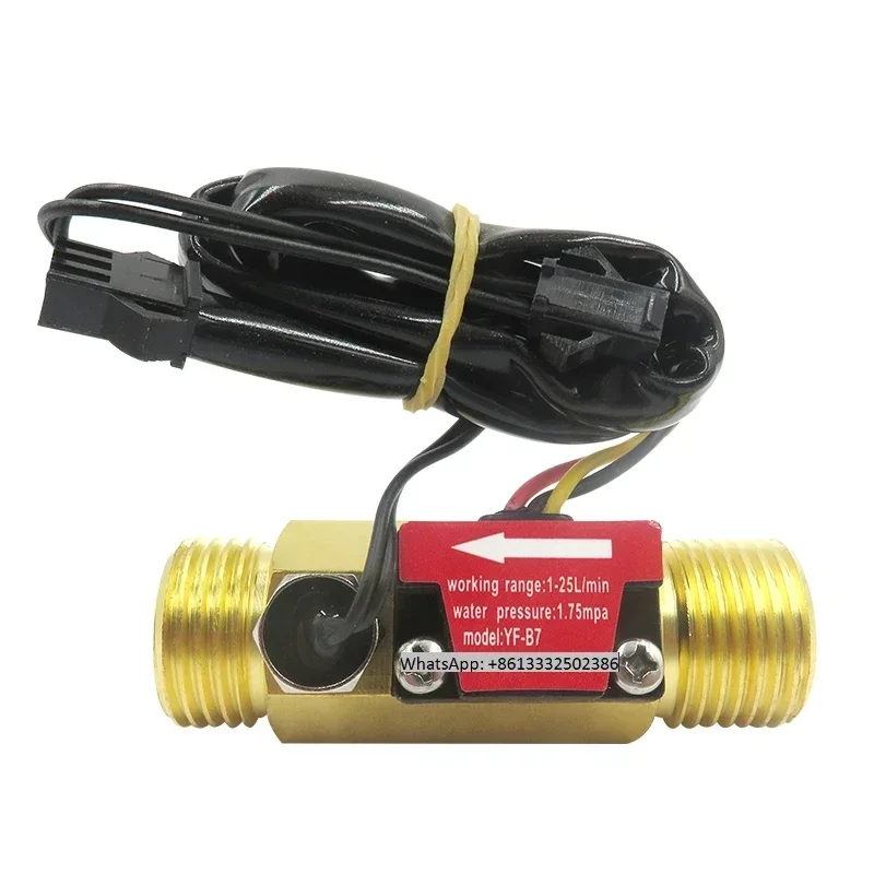 

2PCS Hall Flowmeter Pulse NPN Signal Water Flow Sensor 4 Points / 6 Points Turbine Flowmeter with Temperature Detection