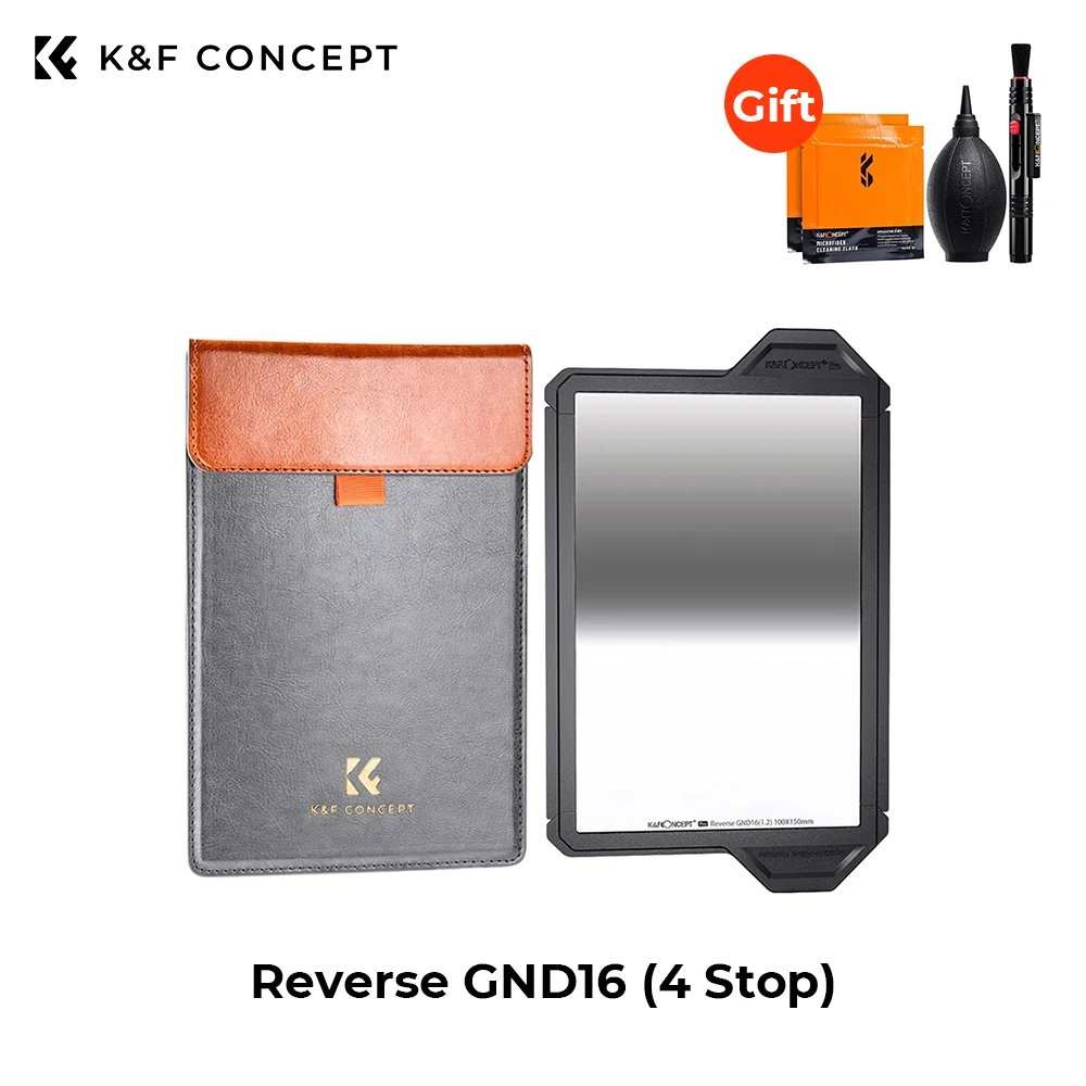 K&F Concept 100 x 150mm Reverse GND16 (4 Stop)  Graduated Neutral Density Filter HD Optical Glass with Protective Frame