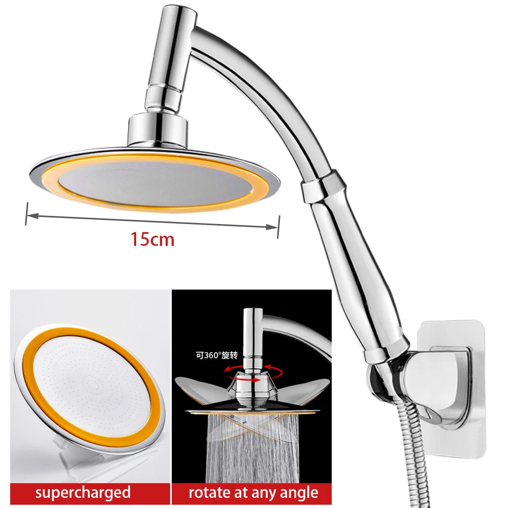 6 Inch Hand Held Shower Head High Pressure 360 Adjustable Large Round Big Rainfall Sprayer Bathroom Accessories Faucet Spa