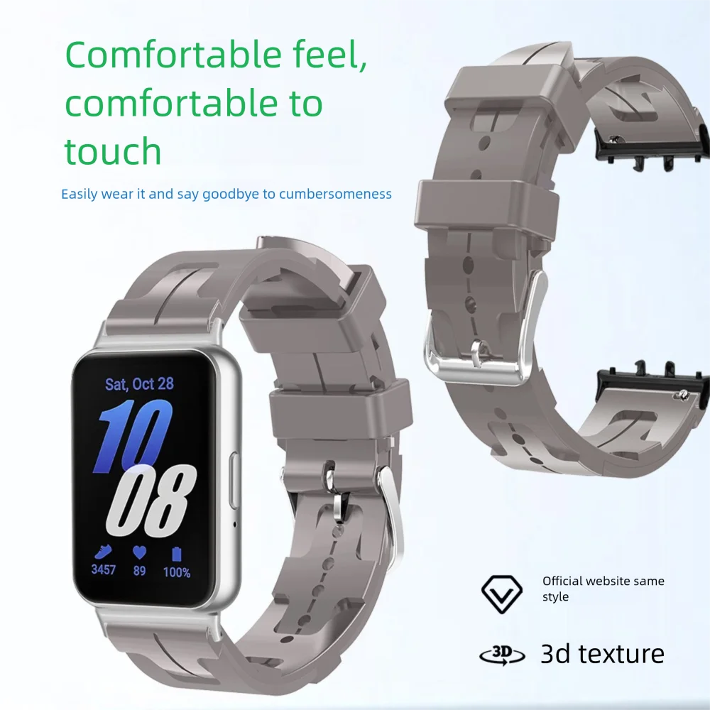 18mm Soft Silicone Band for Samsung Galaxy Fit3 Quick Release Woven Pattern Strap Anti-Slip Waterproof Durable for Men Women