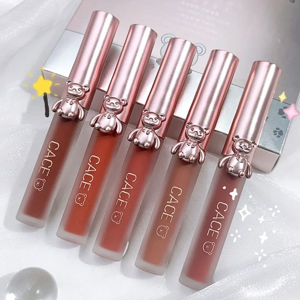 Sweet Bear Lip Glaze Girls Gift Long Lasting Smooth Makeup Tool Velvet Matte Lipgloss Lip Tint Mud Lipstick Set Lip Gloss