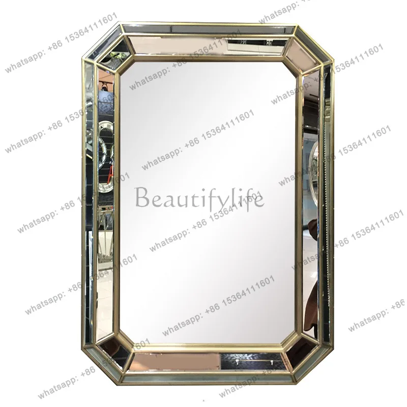 PG stylish simple square decorative mirror Venice splicing bedroom clothing store mirror