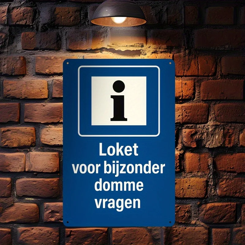 Vintage Metal Tin Sign Funny Dutch Information Text Warning Wall Art Decor For Bar Garage Home Decor