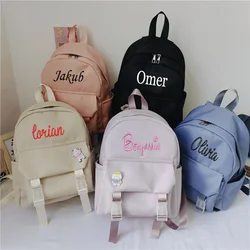 Personalized and customized name Sen series solid color, fresh college style, women's backpack, daily leisure travel backpack