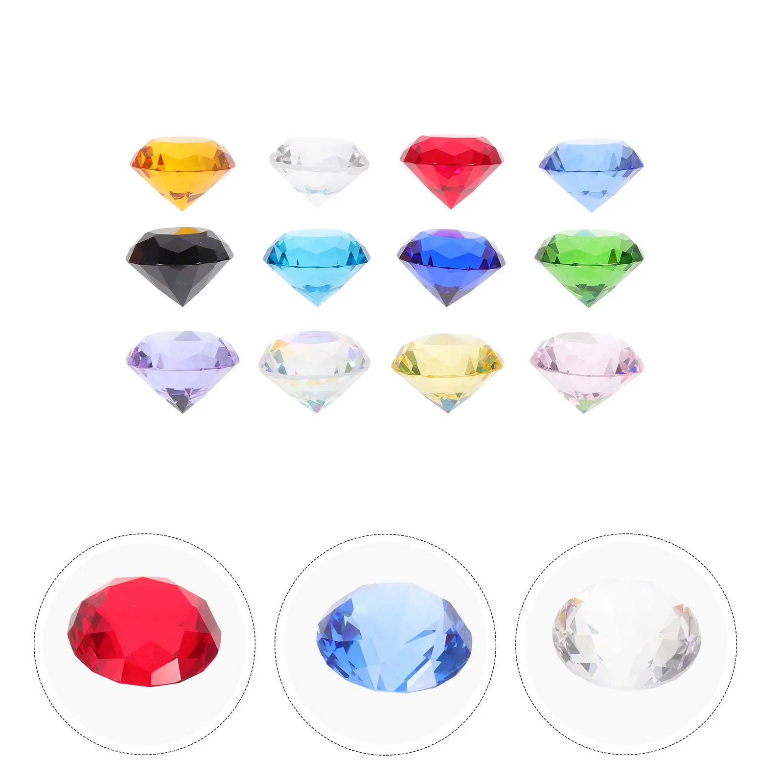 

12Pcs Faux Crystal Diamond Gems Shiny Glass Diamonds for Home Decor Christmas Ornaments Treasure Hunt Theme Event Supplies
