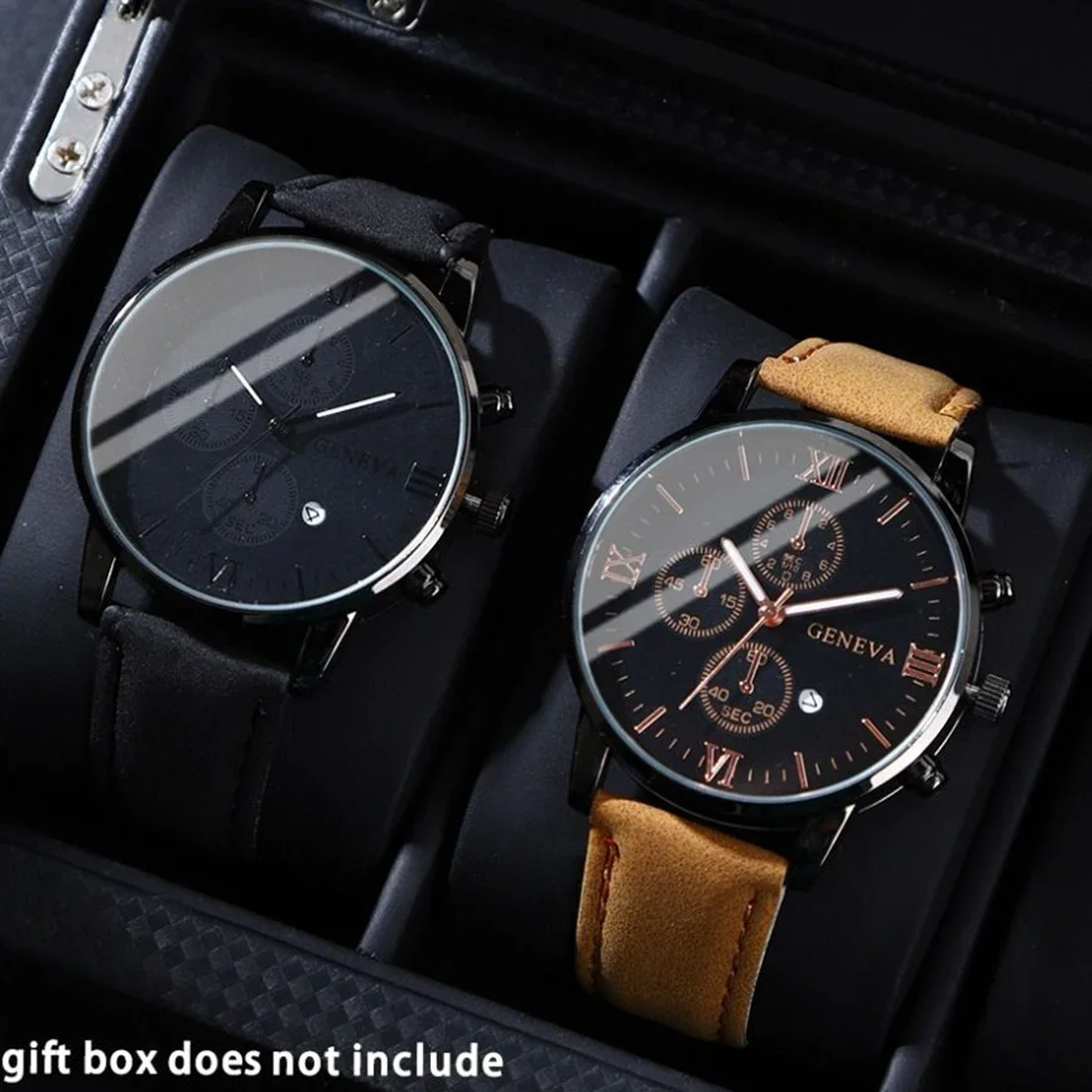 2pcs Fashionable Men's Watch Set, Quartz Movement, Date Display, Casual Men's Watch, Business Watch, Men Gift