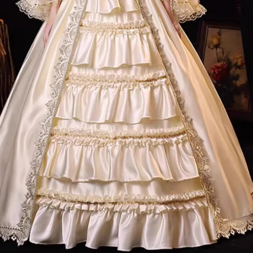 샴페인 유럽 코트 의상 드라마 생일 파티 무대 드라마 빈티지 합창 공연 드레스 Robes De Soirée Haute Qualité