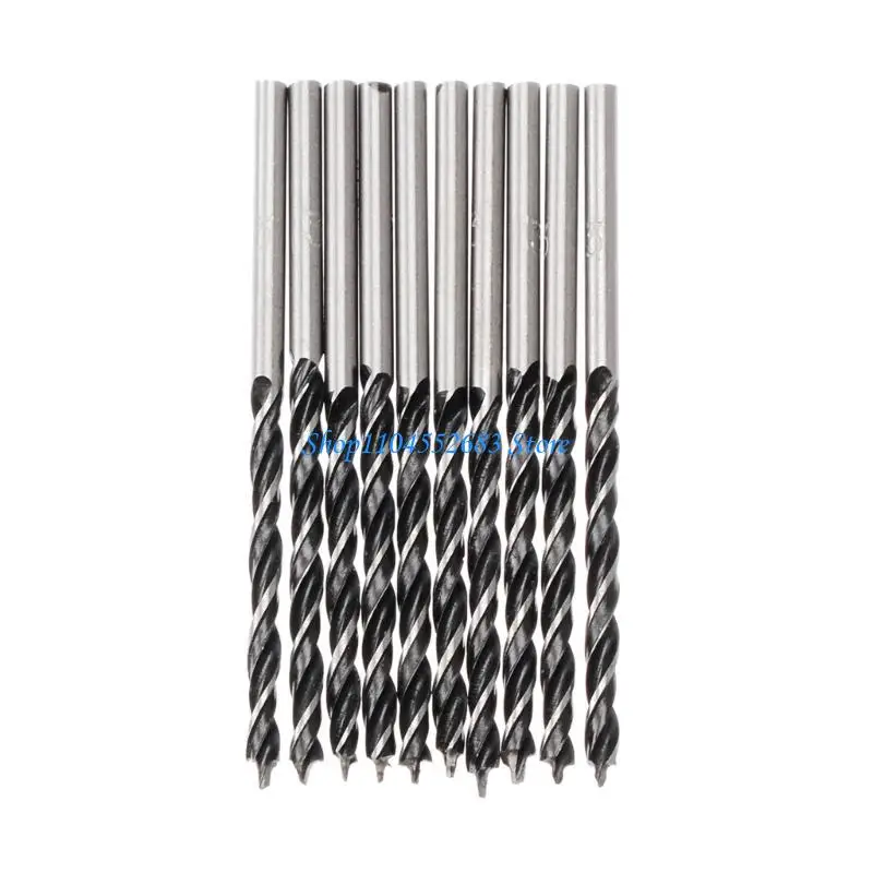 

Y6GD 10Pcs High Carbon Steel Woodworking Twist Drill Bit Drills with Center Point 3mm Diameter For Woodworking