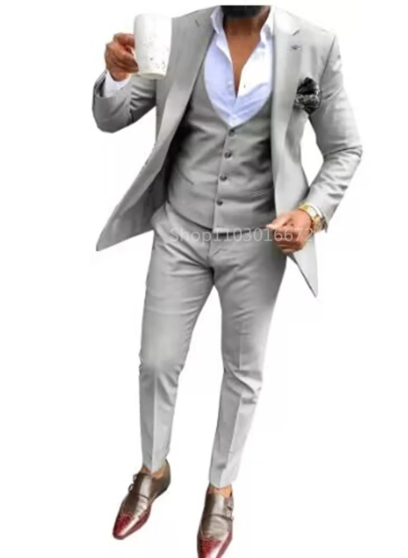 Costumes élégants et solides pour hommes, Smart, décontracté, simple boutonnage, Slim Fit, Blazer, gilet, pantalon, haute qualité, 3 pièces, Costume pour fête