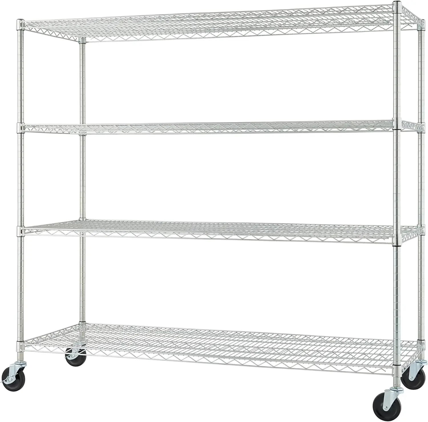 TRINITY Basics 4-Tier Adjustable Wire Shelving with Wheels for Kitchen Organization, Garage Storage, Laundry Room, NSF