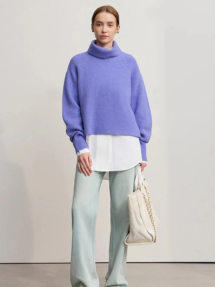 Amii Turtleneck Sweater For Woman Loose Versatile Warm Loose Sleeve Top 2025 Winter New Pullover Short Sweater Women 12554056
