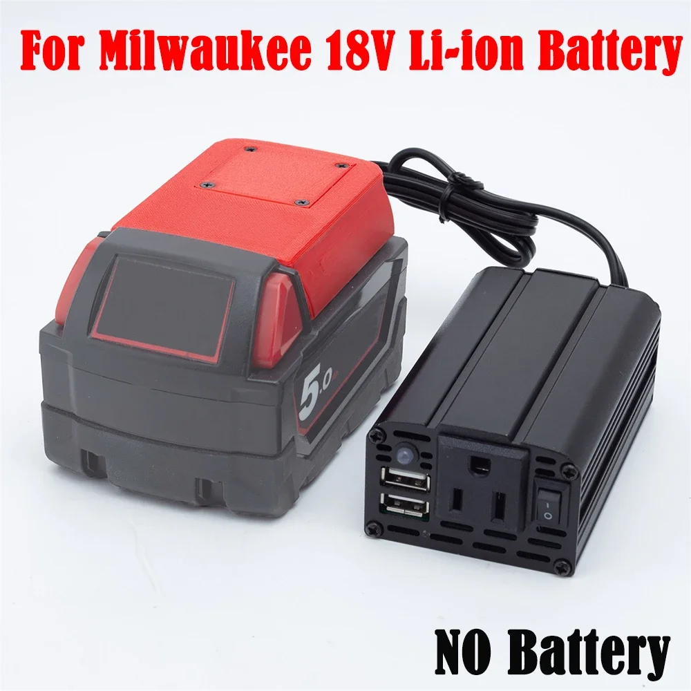 

110V Power Battery Inverter For Milwaukee 18V Lithium with Switch and USB Transformer Inverter Power Tool（NO Battery）