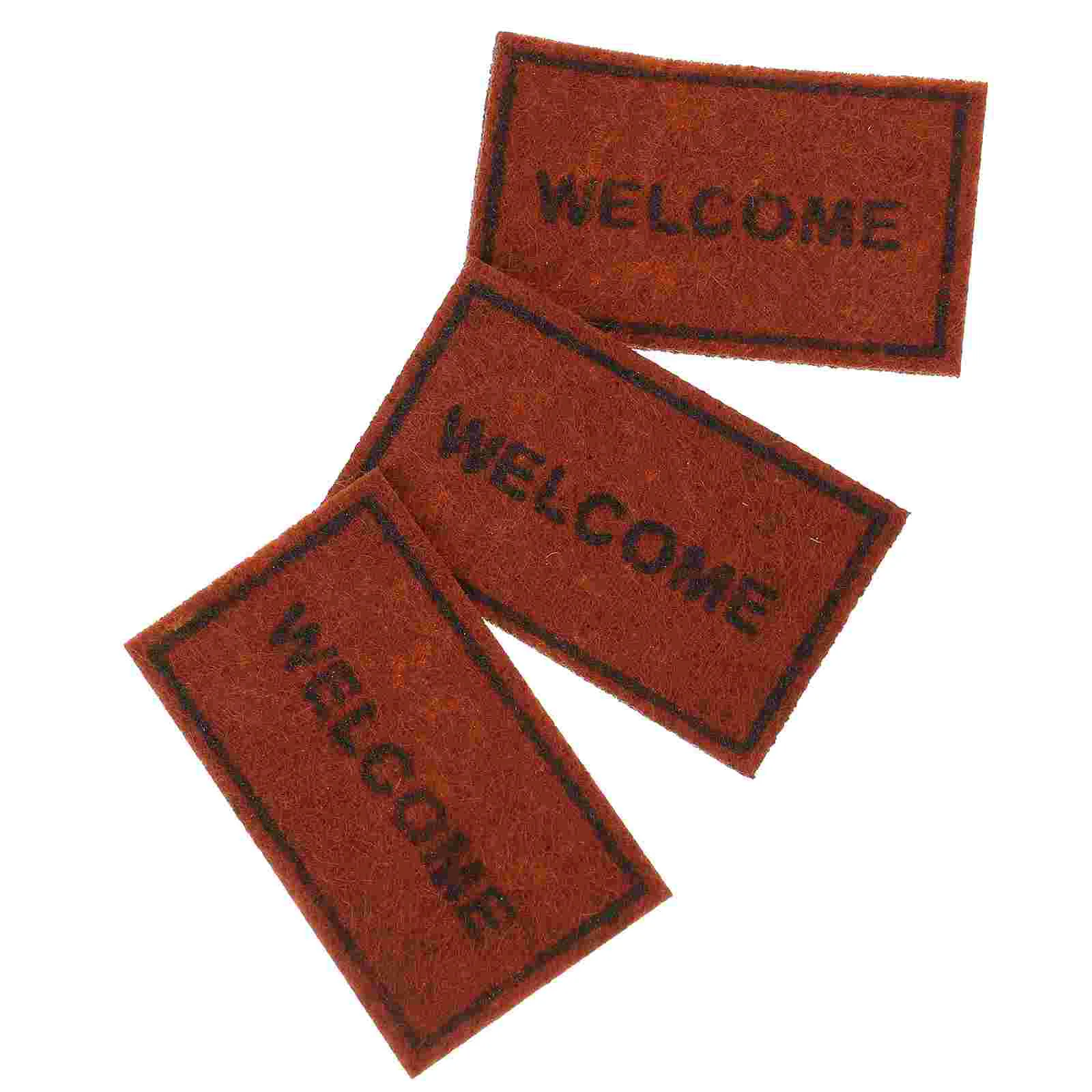 

3 Pcs House Rug Dollhouse Floor Pad Mat Mini Carpet Door Cloth Welcome Carpets