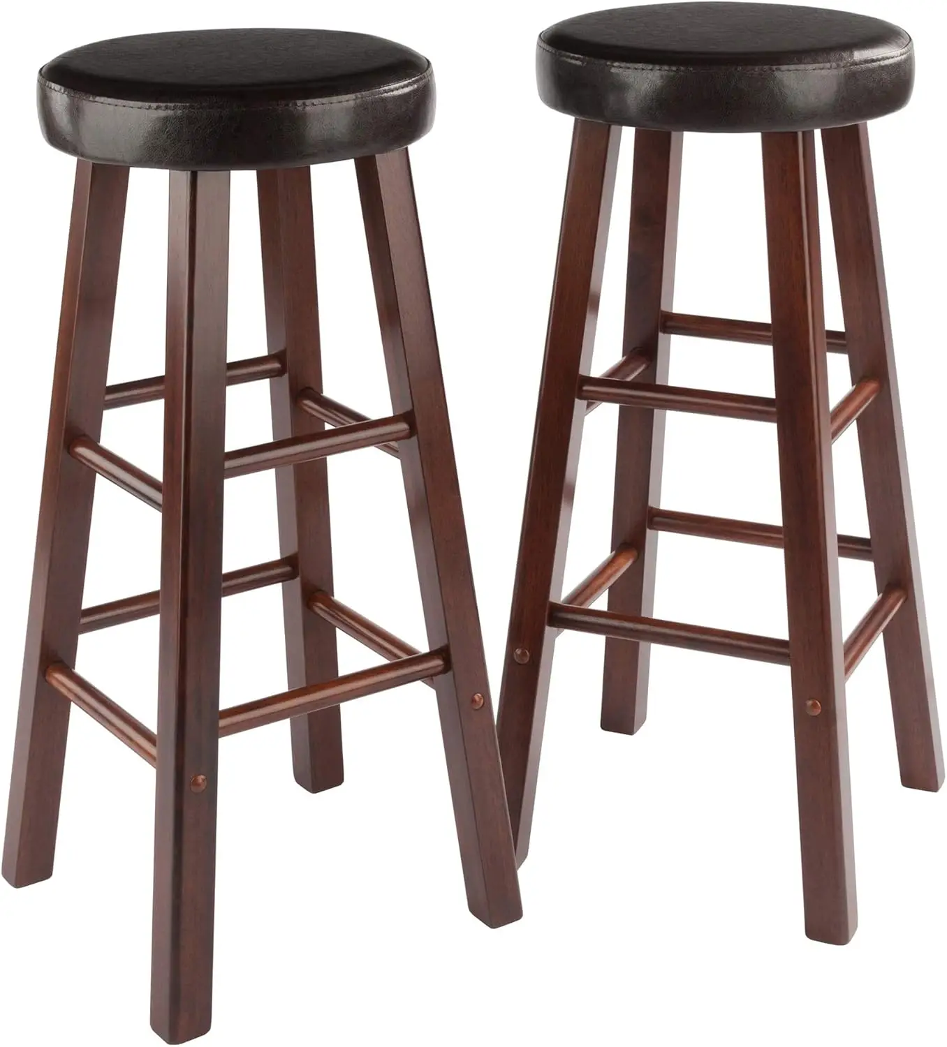 

Wood Maria Cushion Seat Stools, 2-Pc Set, Espresso & Walnut, 30.71" Shower stool Shower chair Portable stool Bathroom stool