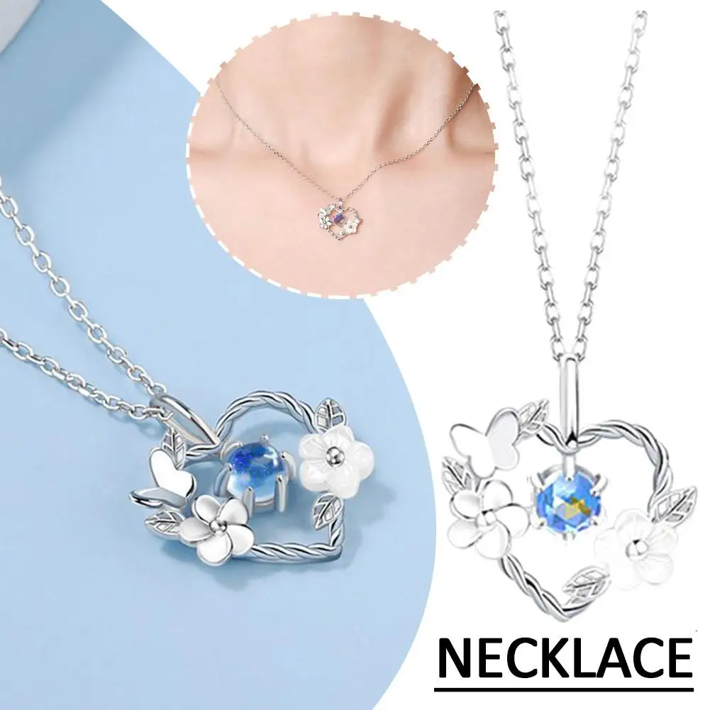 Fashion New Korea Moon Star Chokers Necklace Heart Shape Garland Glazed Stone Pendant Necklace For Women Jewelry Gifts N9A8