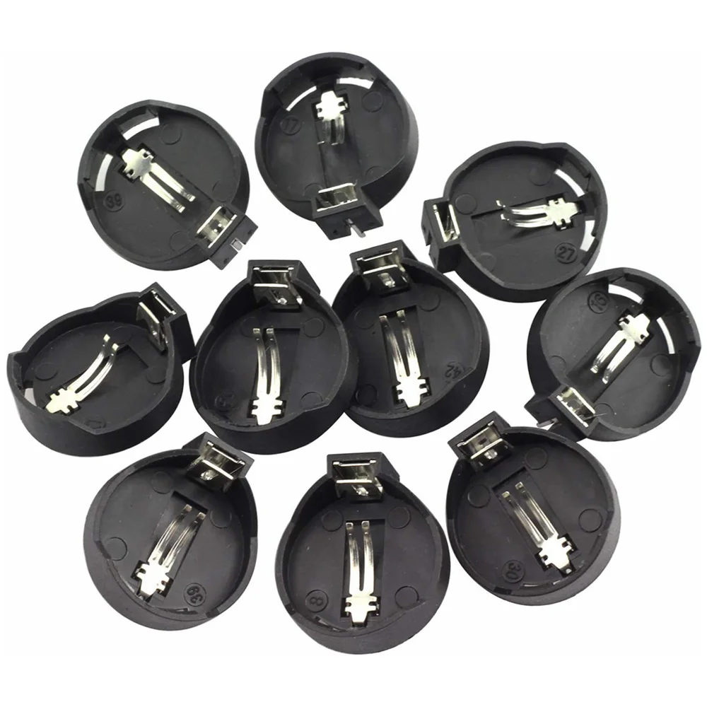 10Pcs CR2032 3V Button Coin Cell Battery Socket Holder Case Mini Battery Storage Box Black Color