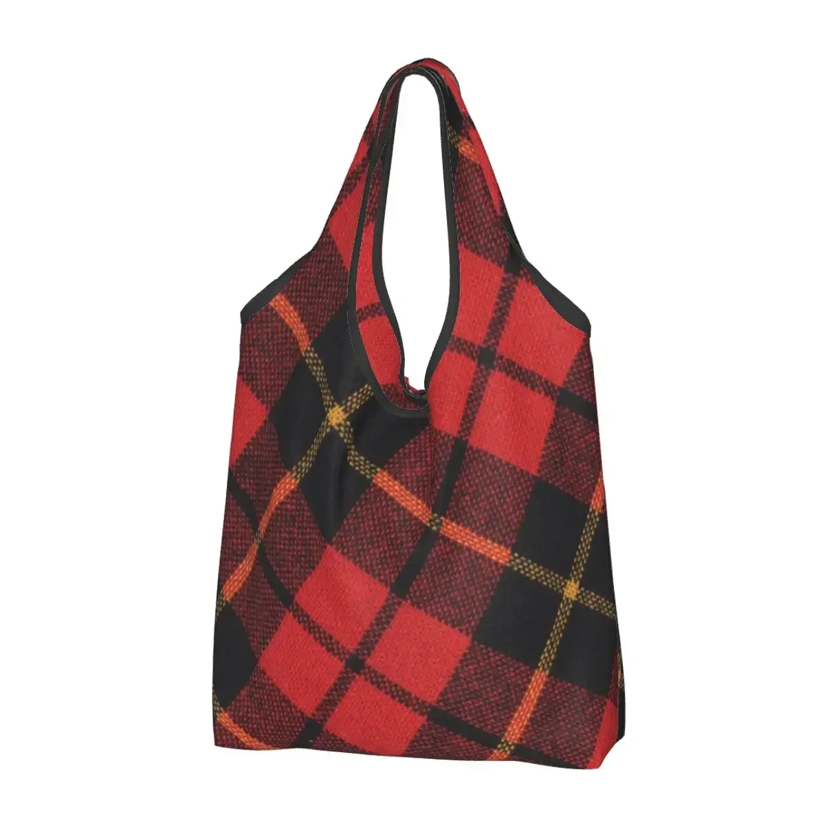 Clássico Scottish Clan Tartan Plaid Tote Sacos De Compras, Ombro Shopper Portátil, Verifique Geométrica Gingham Handbag, impressão engraçada