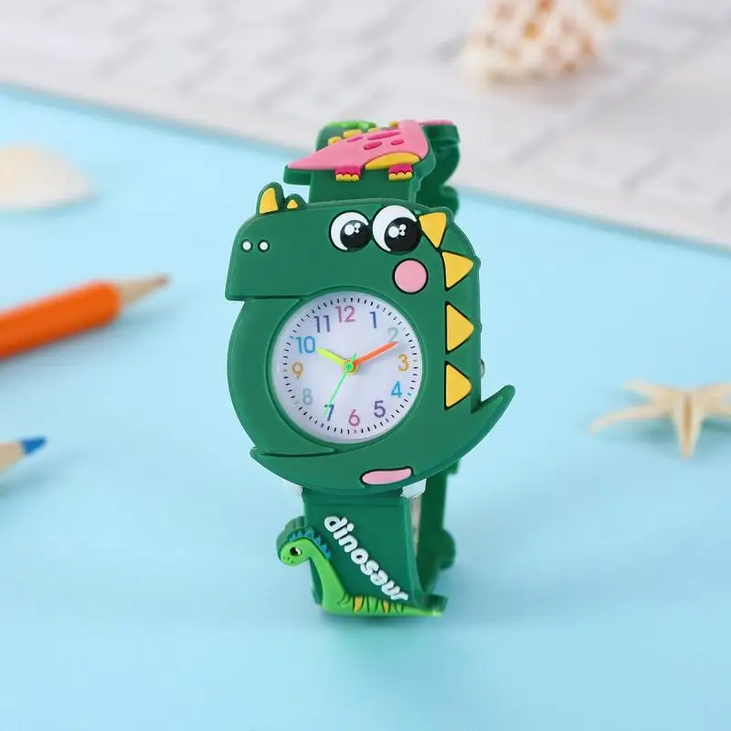 Fashionable boy gift cute cartoon 3D stereoscopic Jurassic dinosaur pattern quartz watch