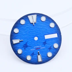 Blue Dial C3 Green Luminous 28.5mm Watch Dial for NH34 NH35 NH36 Movement Fits SKX007 6105 SRPD Tuna Monster Turtle Watch Case