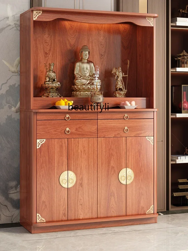 New Chinese vertical cabinet Buddha cabinet shrine household offering table God of Wealth Guanyin Buddha cabinet