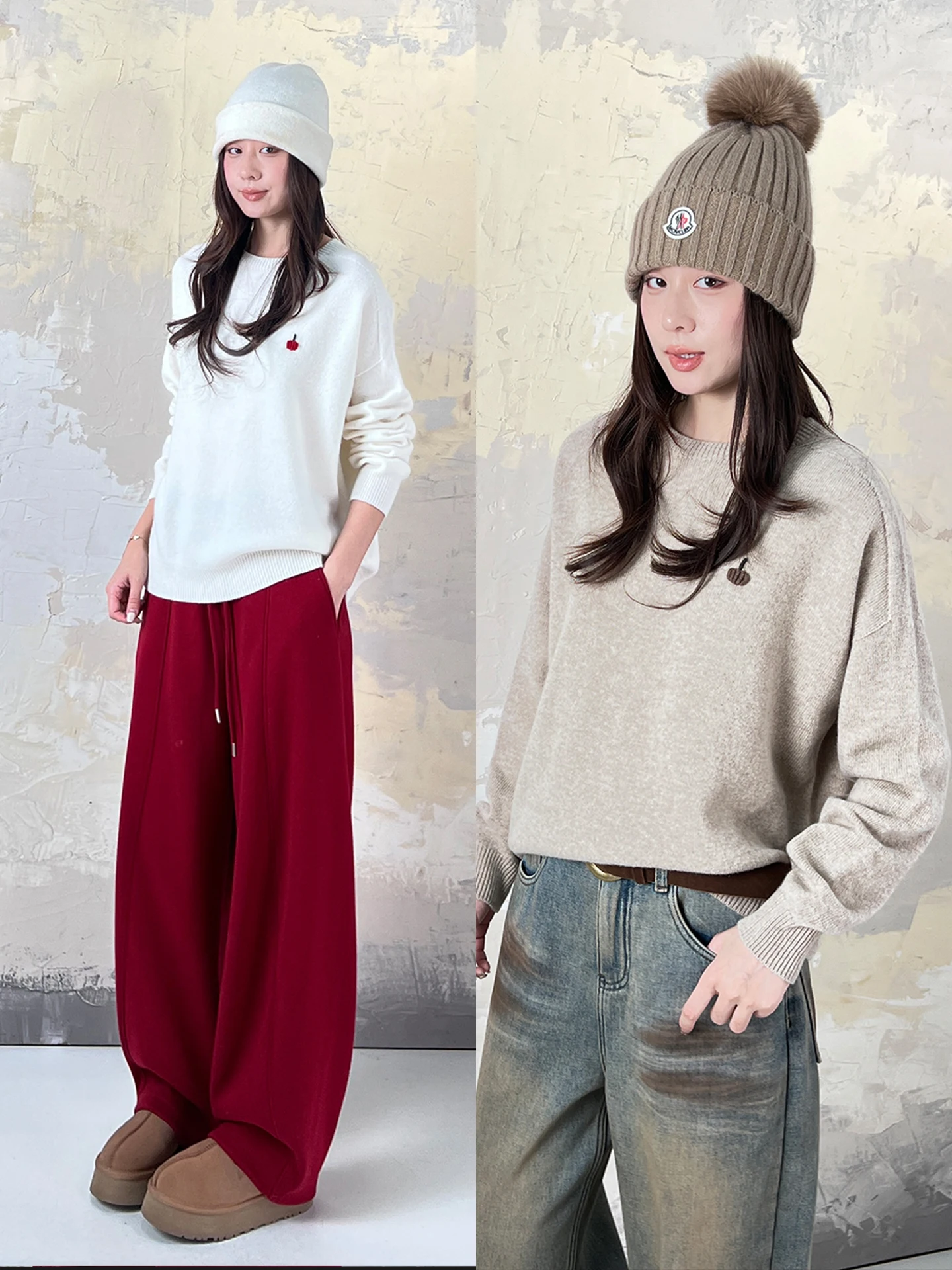 

Вязаный шерстяной свитер свободного кроя, 100% чистая шерсть, повседневный, с круглым вырезом, удлиненный, теплый