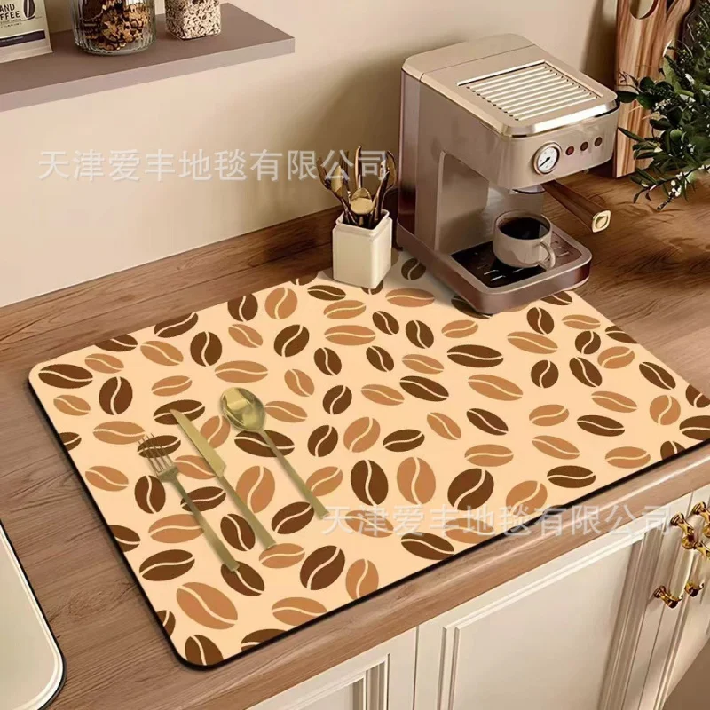 Cross-Border Simple Kitchen Coffee Machine Table Top Waterproof Non-Slip and Oilproof Diatom Ooze Table Mat Bowl Plate Tableware