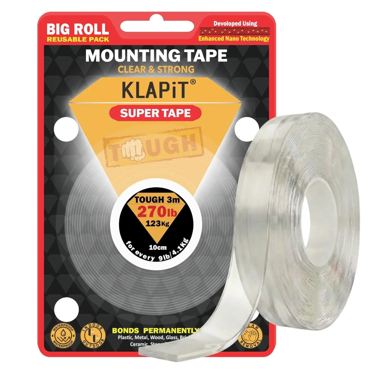 

Double Sided Heavy Duty Adhesive Tape 118in Clear Nano Mounting Tape Holds 270 lbs for Indoor Outdoor Use