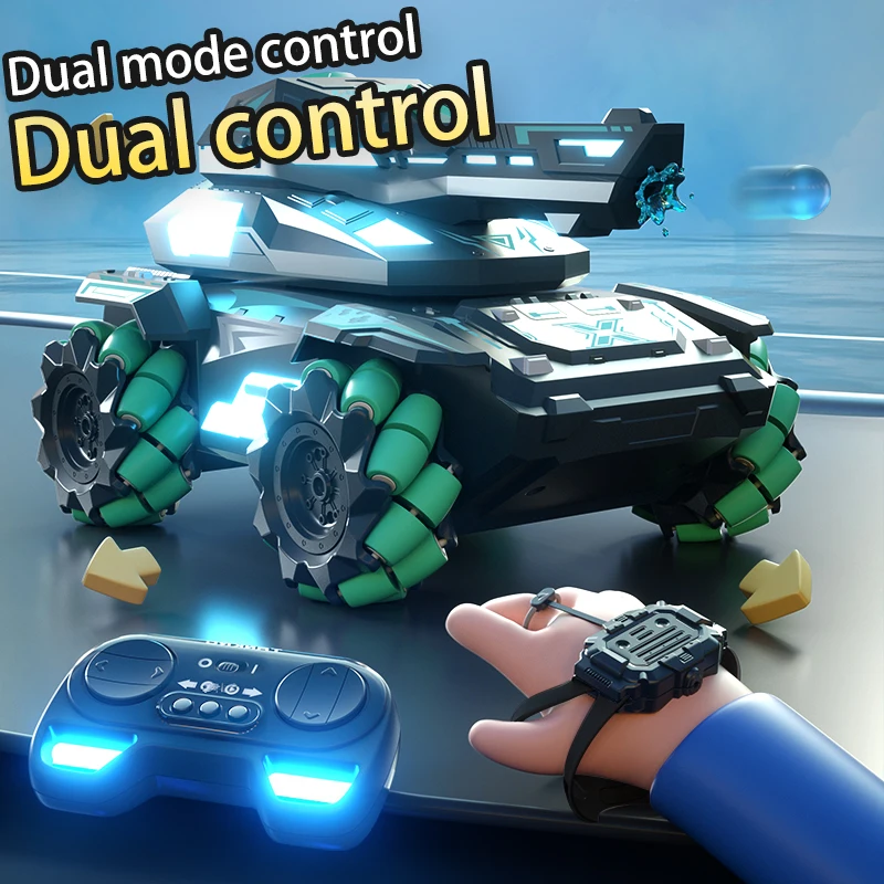 

2025 New Rc Tanks 2.4G Dual Control Mode Armored Vehicle High Speed Water Induction Watch Remote Double Control Toy Gift for Boy