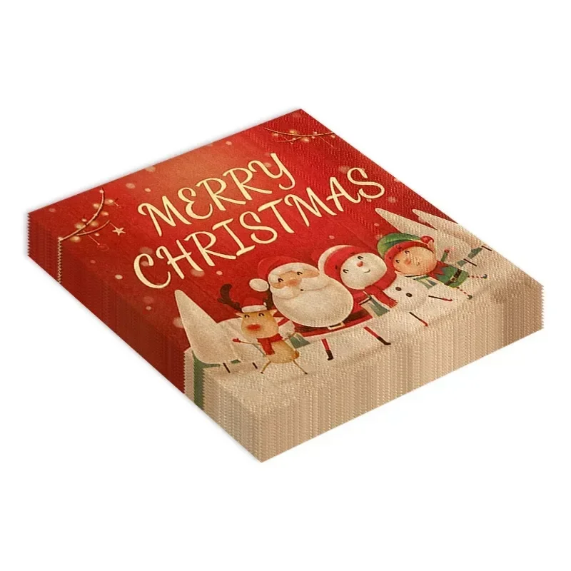 20 قطعة 33*33 سنتيمتر 2-Ply عيد ميلاد سعيد الكرتون الرجل العجوز سعيد نمط موضوع الملونة المطبوعة الطرف الديكور المناديل الترويج