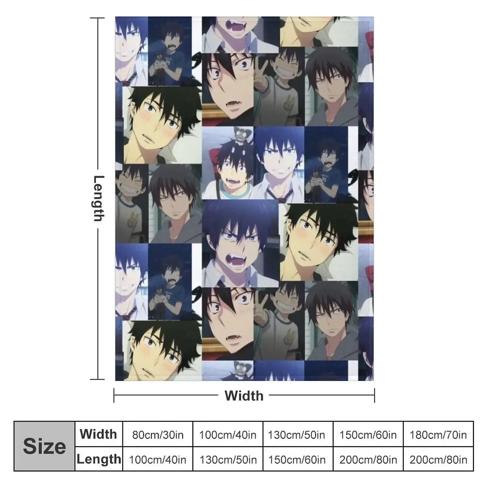 Blue Exorcist Rin Okrumura inspired collage design Throw Blanket warm for winter Softest Blankets