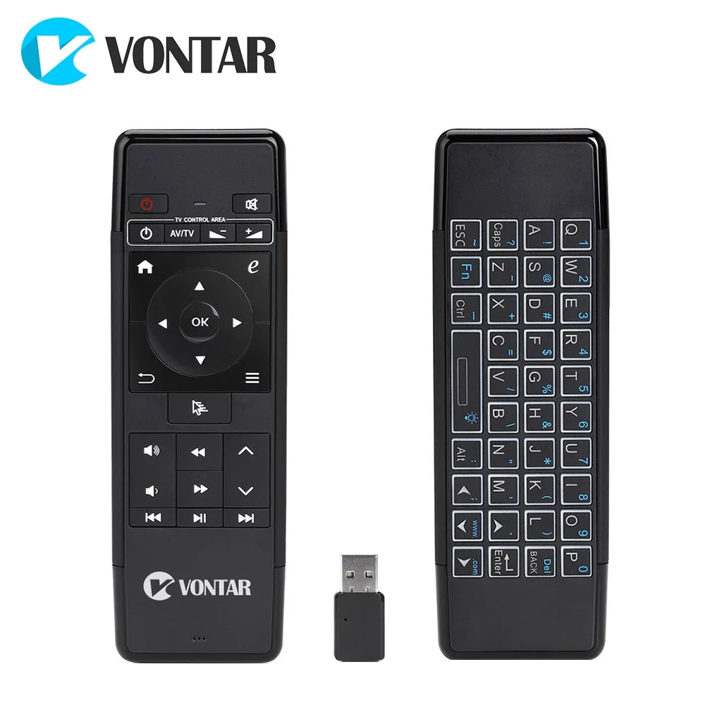 VONTAR 2.4GHz Air Mouse Wireless Keyboard 6-Axis IR Learning Remote Control with Backlit rechargable for Android TV BOX PC