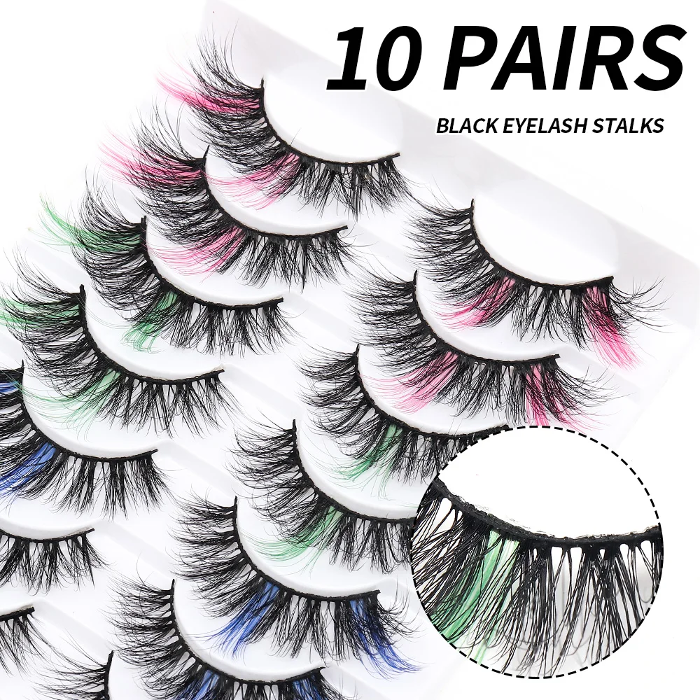ふわふわのつけまつげ,化粧品アクセサリー,自然な効果,10ペア,メイクアップ,5色,C5D-mix01-2